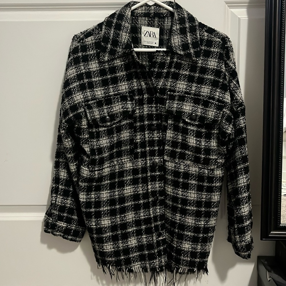 Zara Tweed jacket shacket shirt jacket
